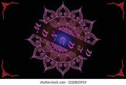 Circle pattern mandala art isolated on a dark background, luxury mandala art, Indian style  mandala art, decoration elements for meditation poster, tattoo art or henna 