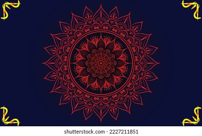 Circle Muster mandala Kunst einzeln auf rotem Hintergrund, Luxus-Mandala für Buchseitendesign, Einladungskarte, Meditation, Yoga-Banner oder Poster, Henna, Tattookunst, mandalische Vektorkunst 