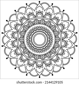Circle pattern in the  mandala and Henna, Mehndi, tattoos, decorative ornaments in ethnic oriental style, coloring book pages.