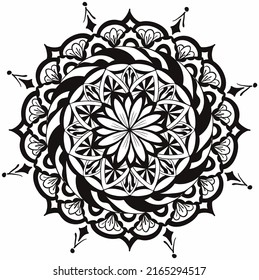 Circle pattern in mandala style with lotus flowers for Henna, Mehndi, tattoos, decorative ornaments in ethnic oriental style coloring book pages.