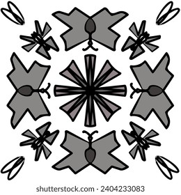 Circle pattern of monochrome abstract insect illustration. The vector is suitable to use for pattern and abstract background.