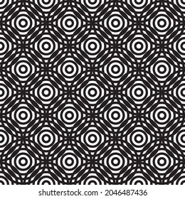 circle pattern. overlapping circle pattern. seamless pattern.Black and white