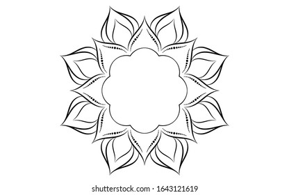 Circle pattern petal flower of mandala with black and white,Vector floral mandala relaxation patterns unique design with white background,Hand drawn pattern,concept meditation and relax 