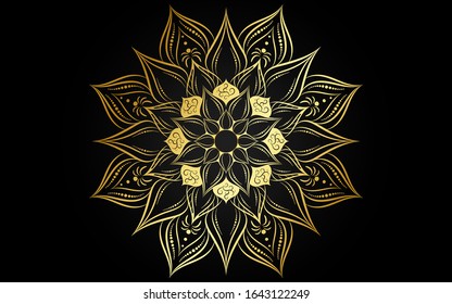 Circle pattern petal flower of mandala with black and white,Vector floral mandala relaxation patterns unique design with white background,Hand drawn pattern,concept meditation and relax 