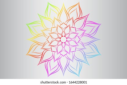 Circle pattern petal flower of mandala colorful. Vector floral mandala relaxation patterns unique design with white background. Hand drawn pattern. concept meditation and relax.