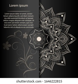 Circle pattern petal flower of mandala with gold color,Vector floral power mandala unique design with green jade background,Hand drawn pattern,concept Soul power,spiritual