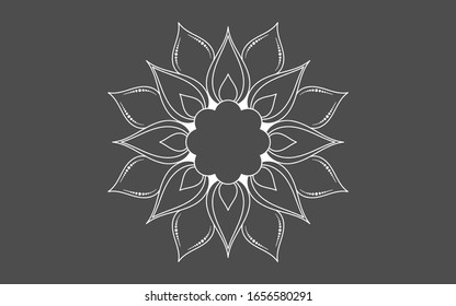 Circle pattern petal flower of mandala with black and white,Vector floral mandala relaxation patterns unique design with white background,Hand drawn pattern,concept meditation and relax 