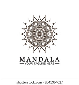 Circle pattern petal Flower Mandala Vector logo template illustration design