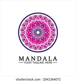 Circle pattern petal Flower Mandala Vector logo template illustration design