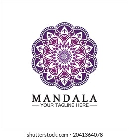 Zirkelmuster Blütenblume Mandala Vectorlogo-Logo-Vorlage Design