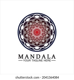 Diseño de la ilustración del logotipo de Mandala Vector de color pétalo patrón de círculo