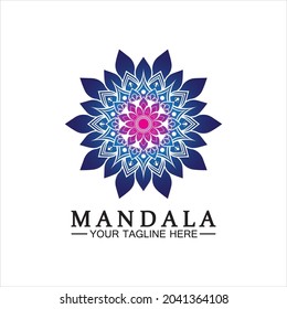 Circle pattern petal Flower Mandala Vector logo template illustration design