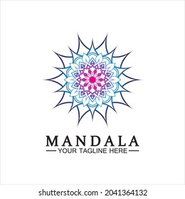 Zirkelmuster Blütenblume Mandala Vectorlogo-Logo-Vorlage Design