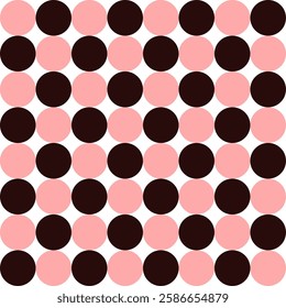 Circle pattern of pink and black dot, repeat, replete pattern, endless pattern design for fabric printing, checkerboard blocks, checkerboard
