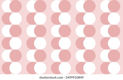 Circle pattern of pink and white dot, repeat, replete pattern, endless pattern design for fabric printing, checkerboard blocks, vertical column strip