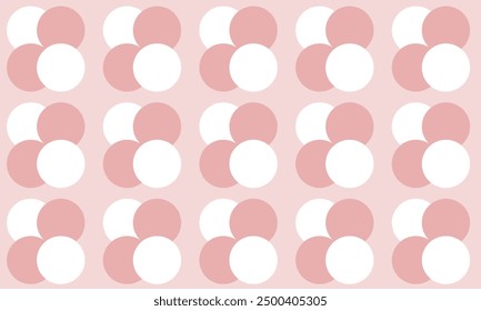 Circle pattern of pink and white dot, repeat, replete pattern, endless pattern design for fabric printing, checkerboard blocks, vertical column strip