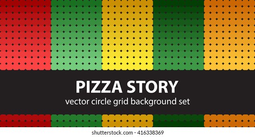 Circle pattern set "Pizza Story". Vector seamless geometric backgrounds