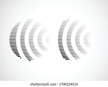 Circle pattern with speed lines.unusual icon Design .Background with Vector stripes .Geometric shape.