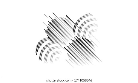 Circle Pattern With Speed Lines.unusual Icon Design .Background With Vector Stripes .Geometric Shape.
