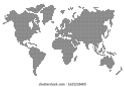 circle pattern world map. Vector flat illustration isolated on a white background. 