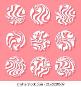 Circle with pattern zebra or tiger skin. Zebra skin round icons, design element, tribal pattern, animal background, vector illustration. Elements for wall posters, fabrics, social media, web, covers