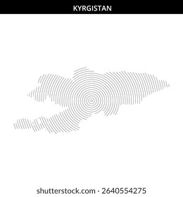 Circle patterns illustrate the shape of Kyrgyzstan's territory.