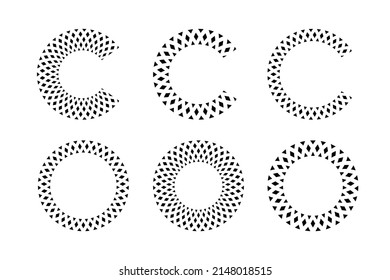 Circle patterns. Letters C and O for monogram logo. Elements for design. Vector art.