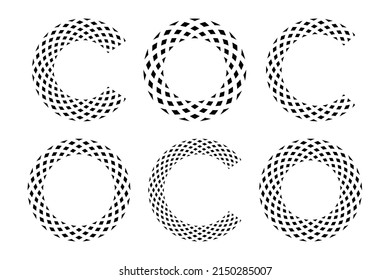 Circle patterns. Letters C and O for monogram logo. Elements for design. Vector art.