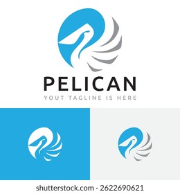 Circle Pelican Bird Animal Nature Negative Space Business Logo Template