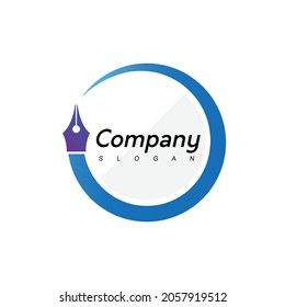 Circle Pen Logo, Business, Education And Law firm Company Symbol