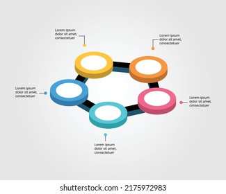 Circle In Pentagon Chart Template For Infographic For Presentation For 5 Element