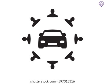 a circle of people, car, icon, vector illustration eps10