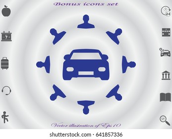 a circle of people, car, icon, vector illustration eps10