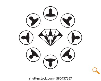a circle of people, diamond, icon, vector illustration eps10