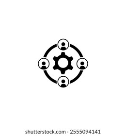 Circle people and gear icon. Project management icon, Action Plan icon concepts
