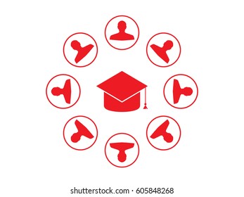 circle of people graduate cap, icon, vector illustration eps10