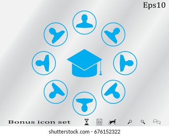 circle of people graduate cap, icon, vector illustration eps10