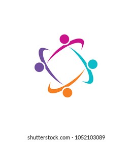 Circle people group logo vector
