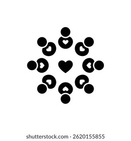 Círculo de Personas con corazones que representan prácticas éticas basadas en la comunidad