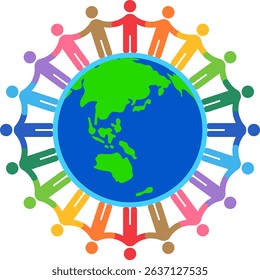 A Circle of People Holding Hands and Surrounding the Earth