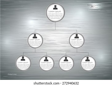 Circle With People Icon and Information Text, Chrome Metal Surface Background, Financial and Business Info graphic, Workflow/Element Layout Design. Vector Illustration