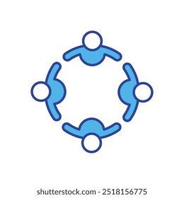 Icono de círculo de Personas aislado sobre un fondo blanco. Ilustración vectorial.