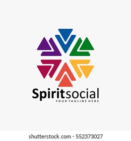 Circle people logo design. Group abstract illustration symbol. Full color people care vector icons.