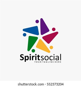Circle people logo design. Group abstract illustration symbol. Full color people care vector icons.
