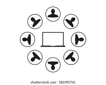 a circle of people, notebook, icon, vector illustration eps10