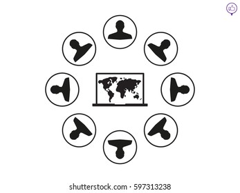 a circle of people, notebook, icon, vector illustration eps10
