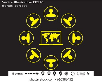 a circle of people, notebook, icon, vector illustration eps10