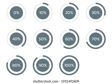 Circle percent diagram. Percentage pie chart. Progress infographic set. Business info graphic design. Vector illustration.