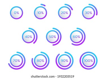 Circle percent diagram. Percentage pie chart. Progress infographic set. Business info graphic design. Vector illustration.