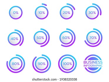 Circle Percent Diagram. Percentage Pie Chart. Progress Infographic Set. Business Info Graphic Design. Vector Illustration.